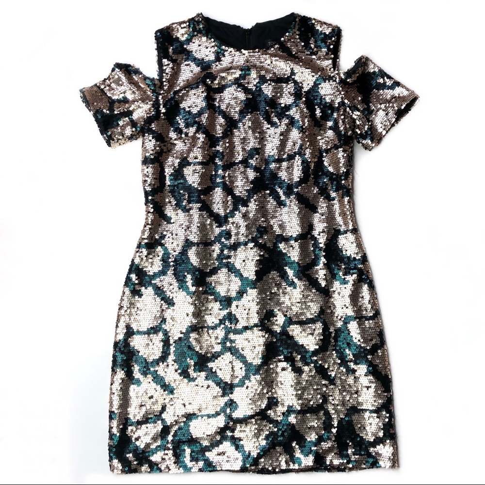 Topshop Dress Cold Shoulder Sequins